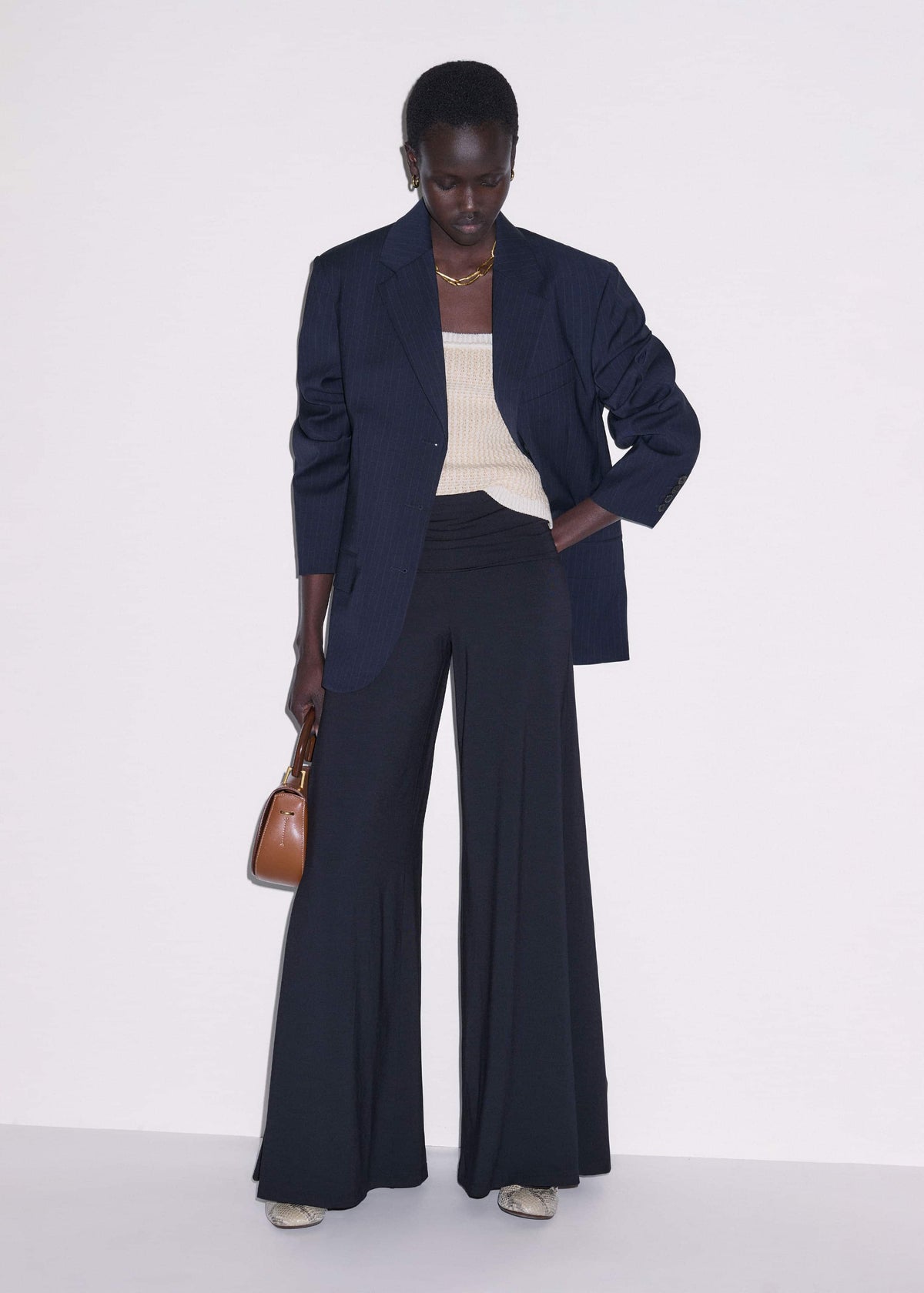 ME+EM Navy Super Wide Palazzo Pant