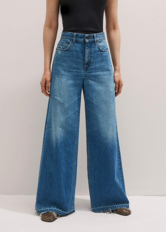 ME+EM Blue Distressed Ultimate Wide-Leg Jean