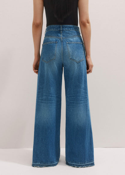 ME+EM Blue Distressed Ultimate Wide-Leg Jean