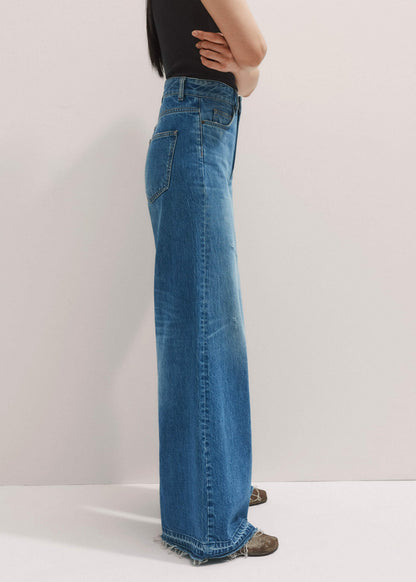 ME+EM Blue Distressed Ultimate Wide-Leg Jean
