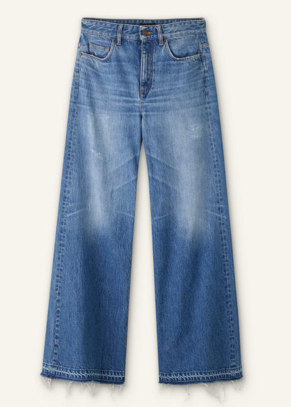 ME+EM Blue Distressed Ultimate Wide-Leg Jean