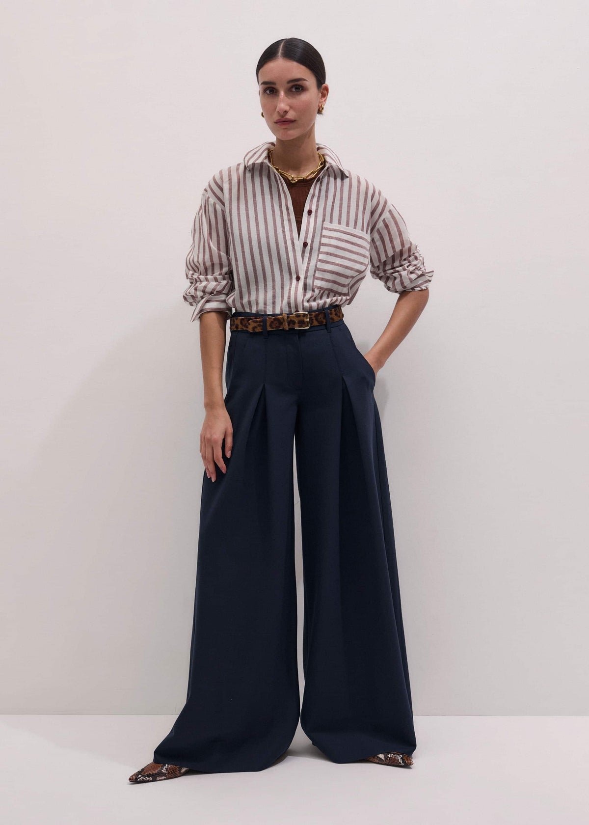 ME+EM Navy Ultimate Very Wide-Leg Pant
