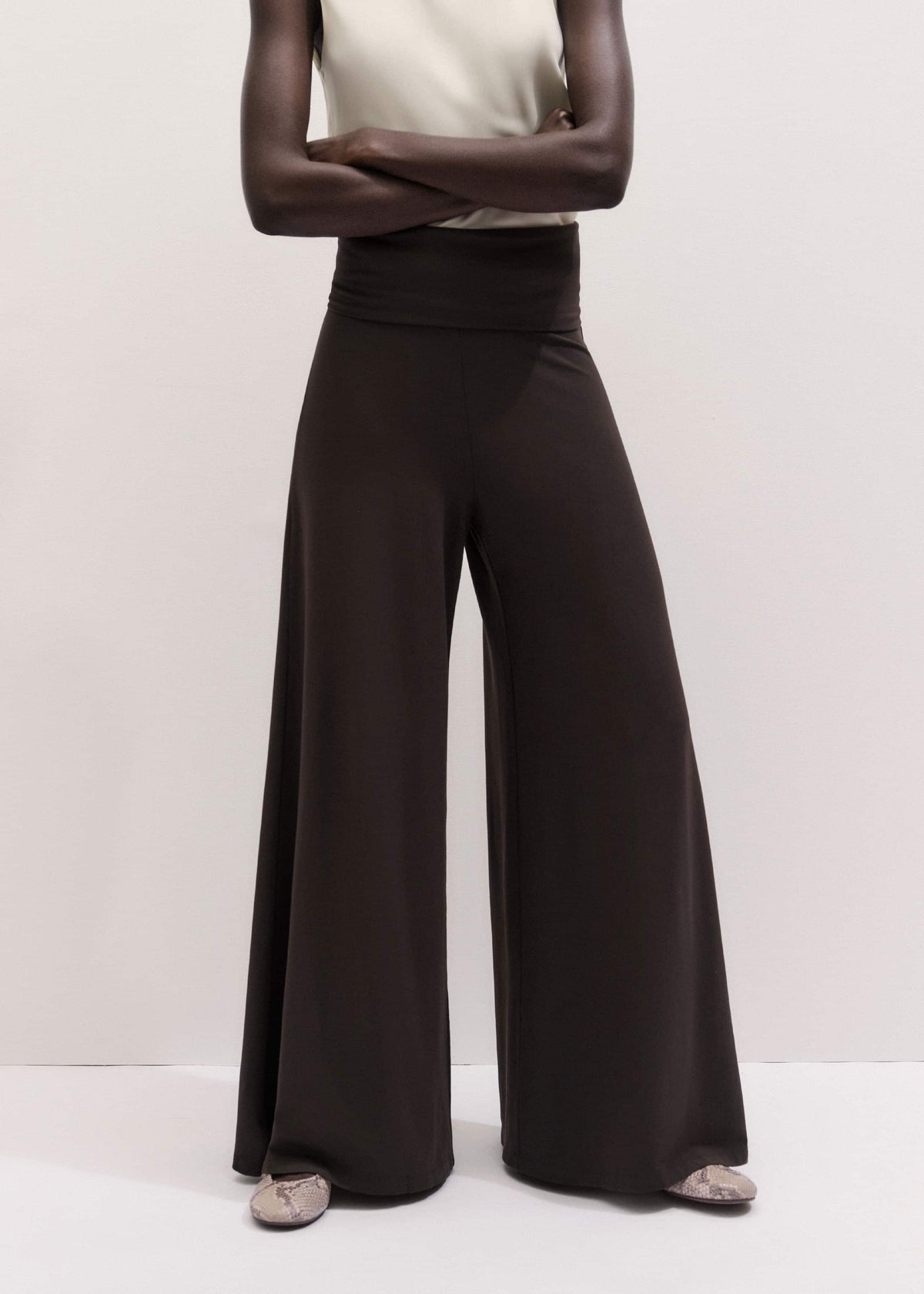 ME+EM Brown Super Wide Palazzo Pant