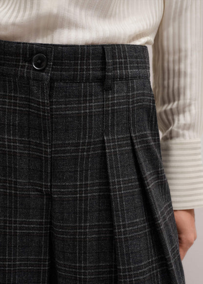 ME+EM Gray Wool Wide-Leg Double Pleat Trouser