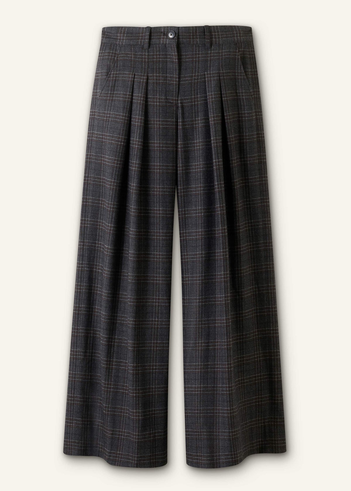 ME+EM Gray Wool Wide-Leg Double Pleat Trouser