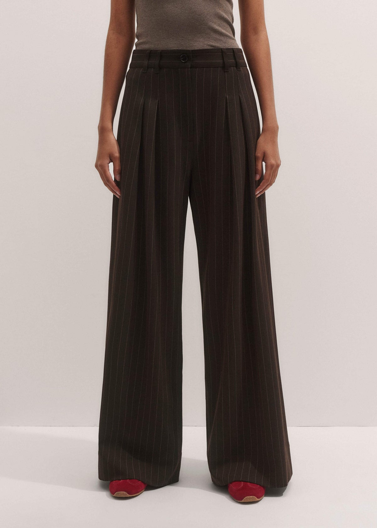 ME+EM Brown Wide-Leg Pant