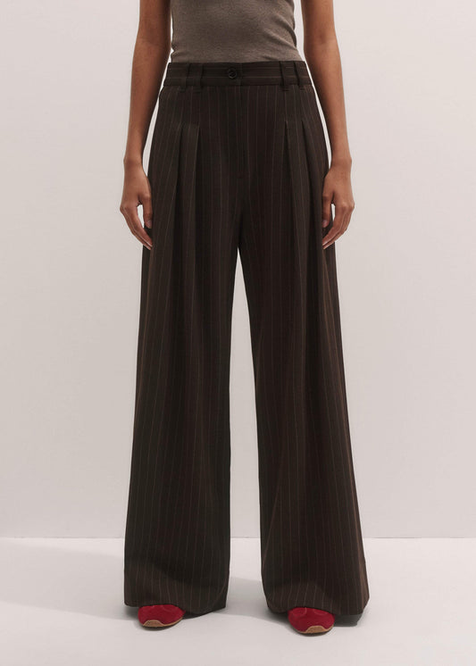 ME+EM Brown Wide-Leg Pant
