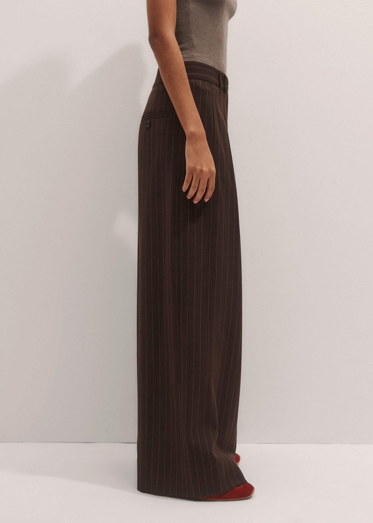 ME+EM Brown Wide-Leg Pant