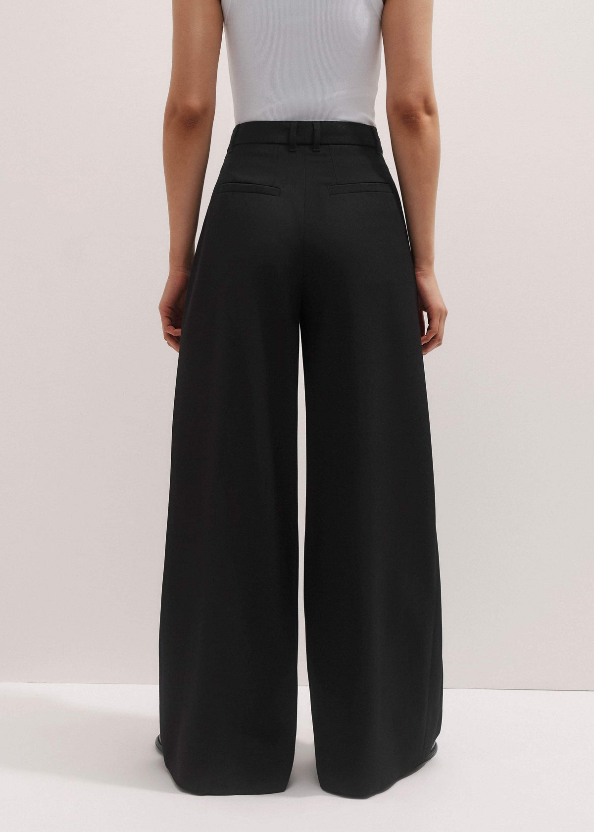 ME+EM Black Wide-Leg Pleat Pant