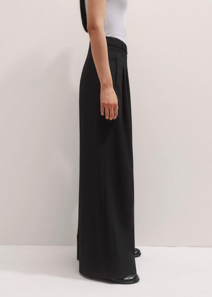 ME+EM Black Wide-Leg Pleat Pant