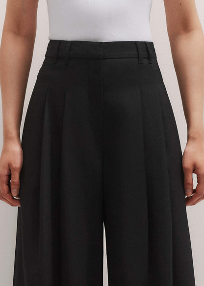 ME+EM Black Wide-Leg Pleat Pant