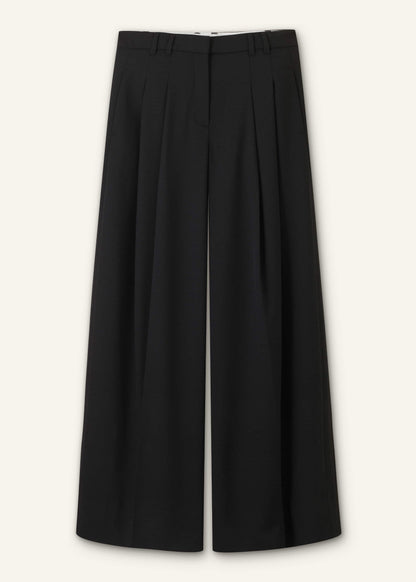 ME+EM Black Wide-Leg Pleat Pant