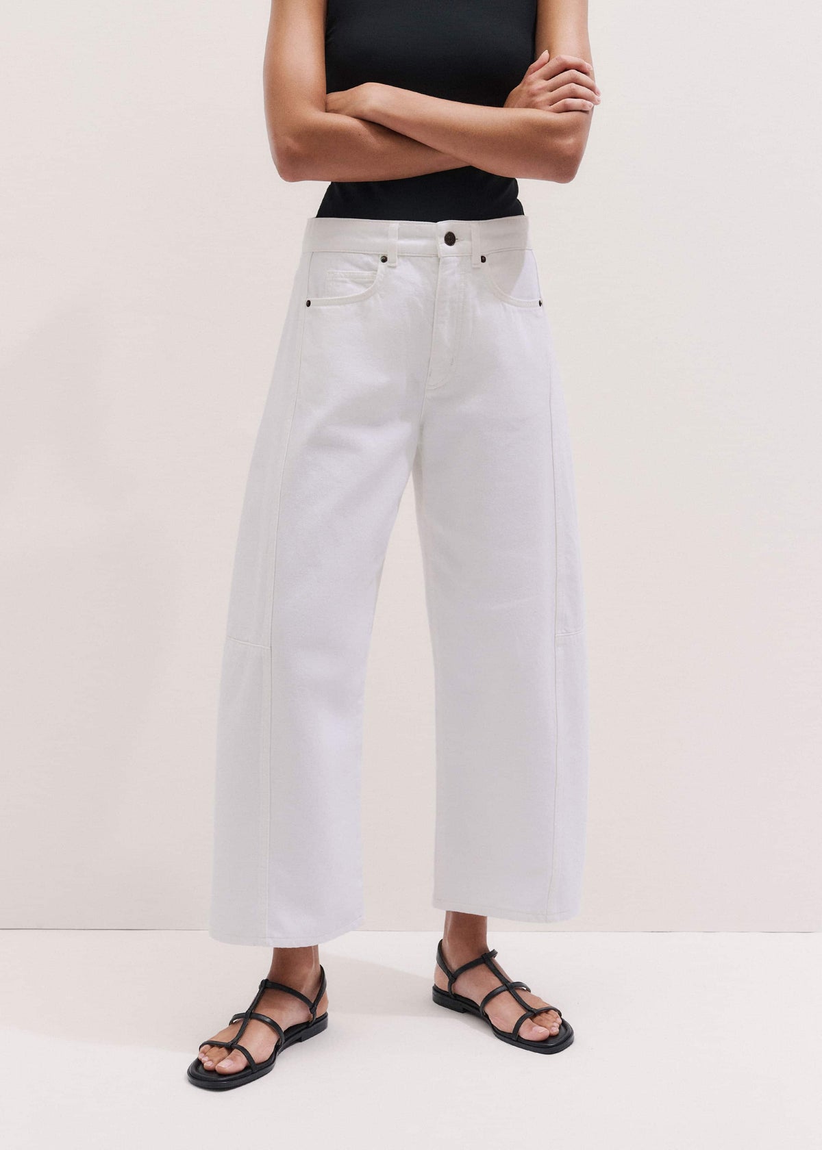 ME+EM White Exaggerated Crop Jean
