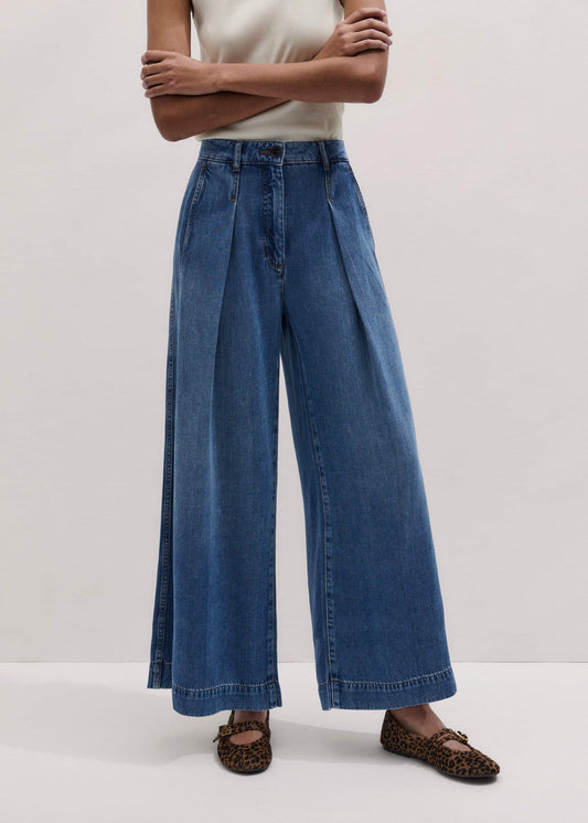 ME+EM Blue Straight Culotte Jean