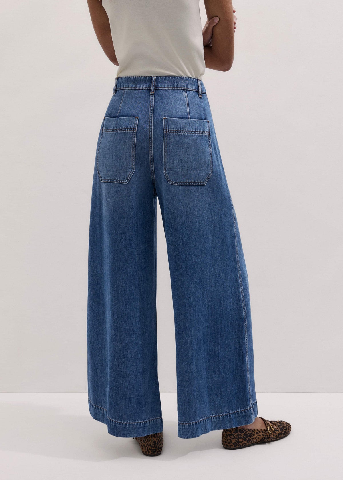 ME+EM Blue Straight Culotte Jean