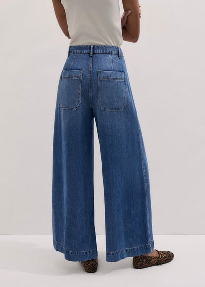 ME+EM Blue Straight Culotte Jean