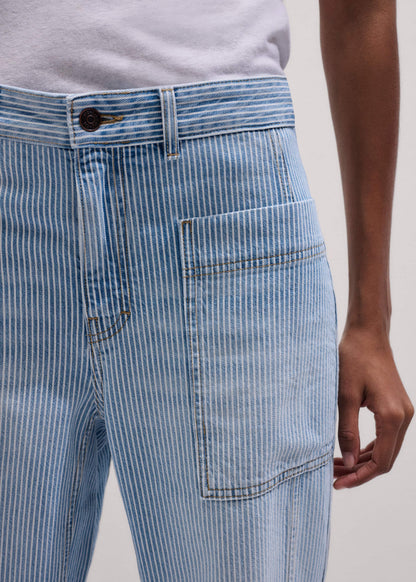 ME+EM Blue Micro Stripe Engineered Leg Jean