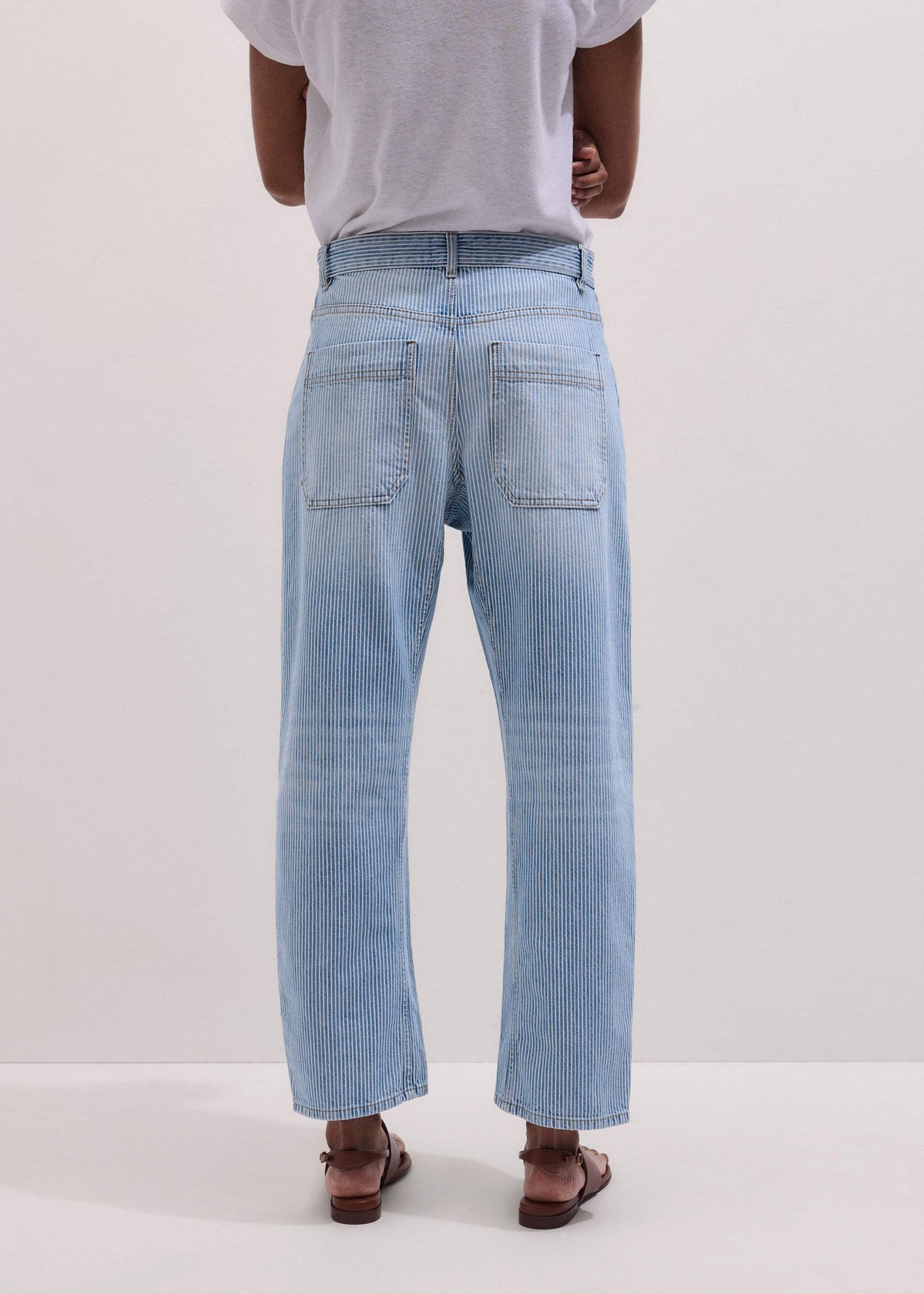 ME+EM Blue Micro Stripe Engineered Leg Jean