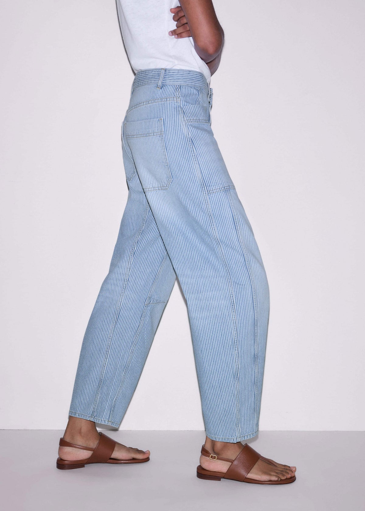 ME+EM Blue Micro Stripe Engineered Leg Jean