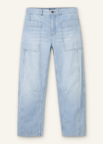 ME+EM Blue Micro Stripe Engineered Leg Jean