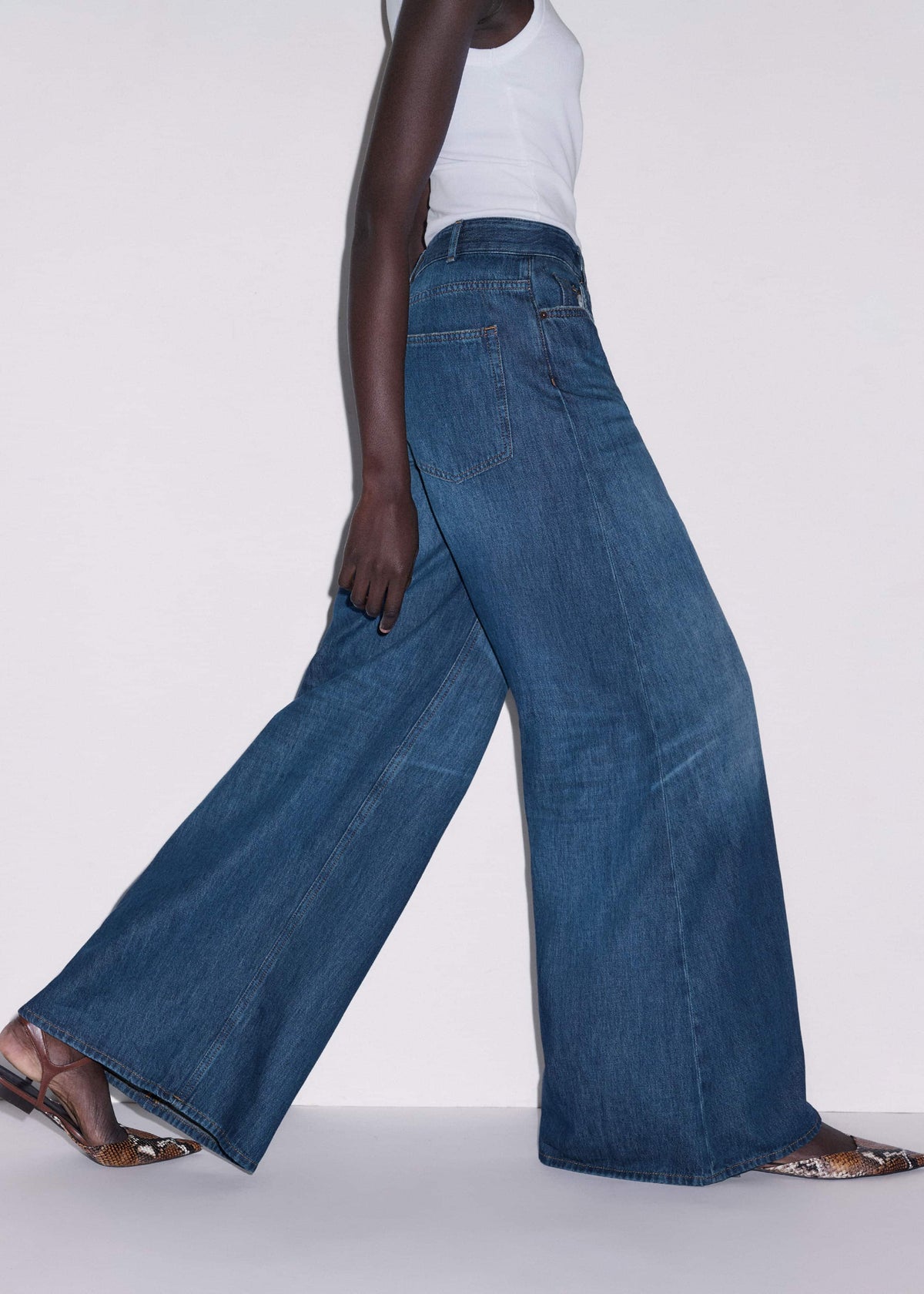 ME+EM Mid Blue Super Wide Baggy Jean