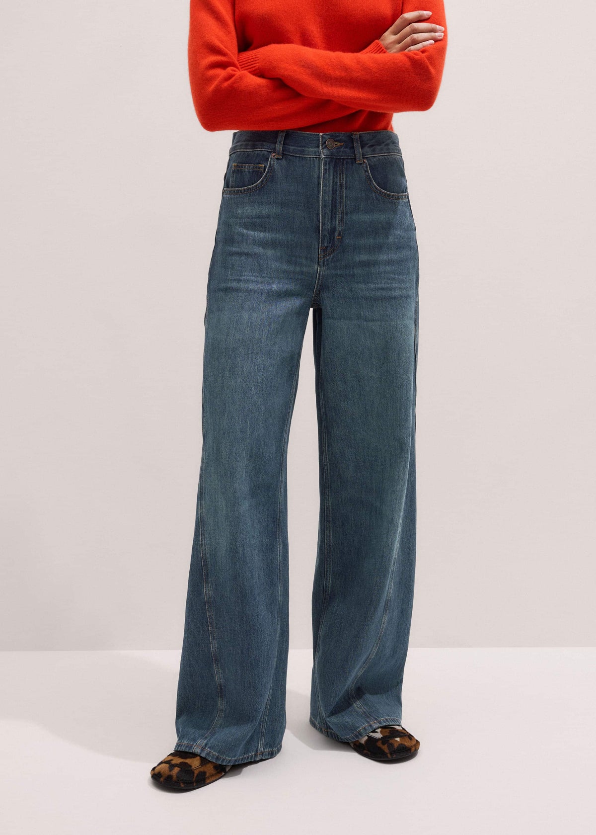 ME+EM Blue Relaxed Straight Insert Jean