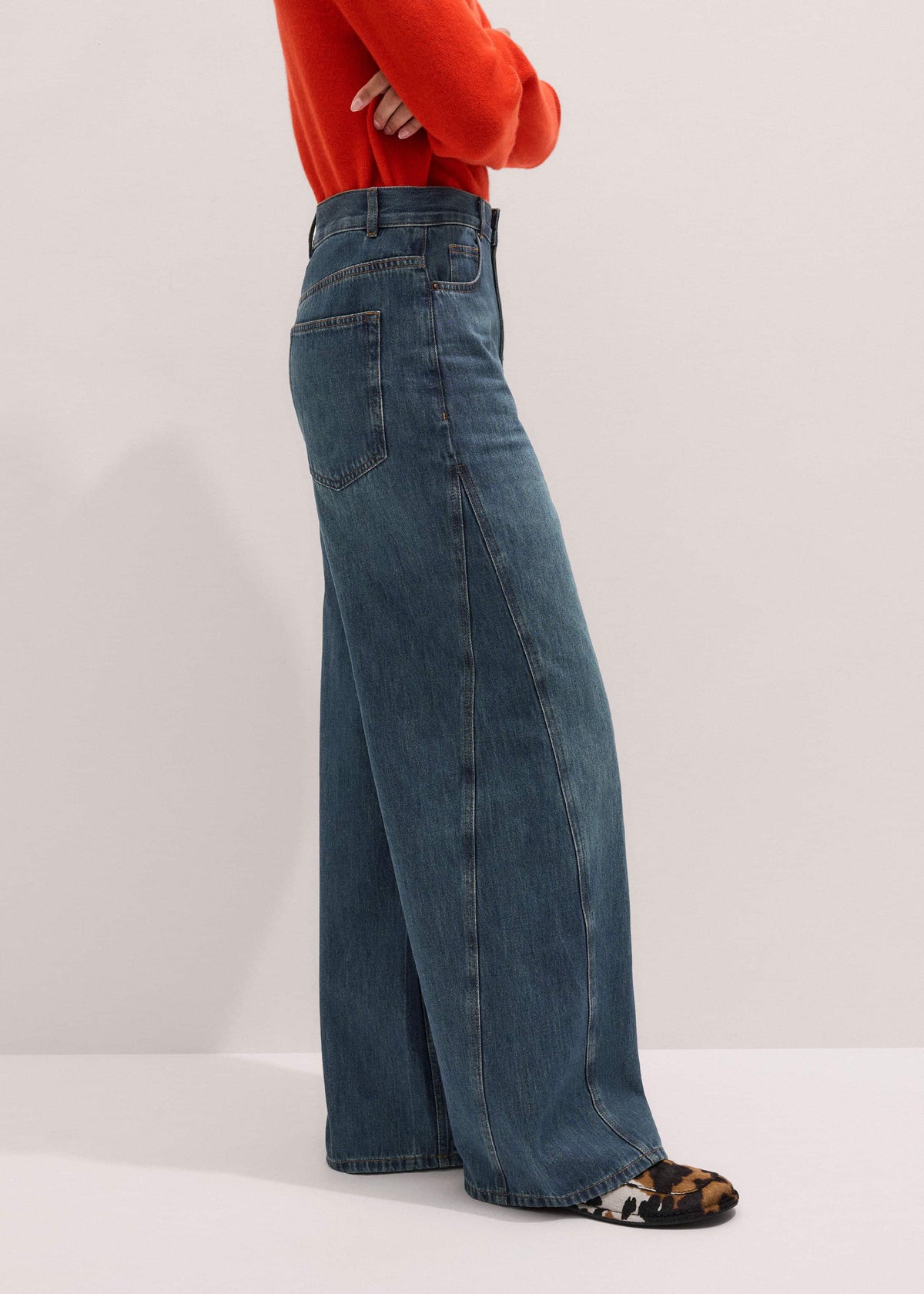 ME+EM Blue Relaxed Straight Insert Jean