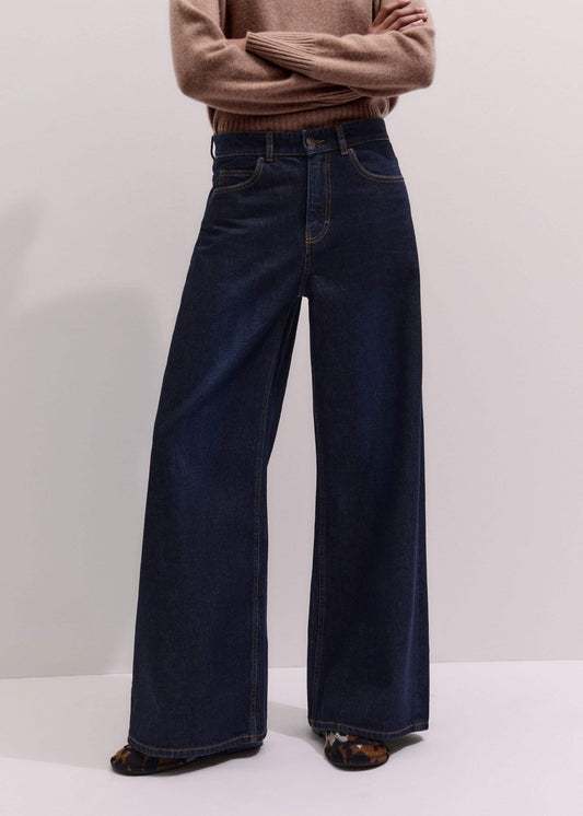 ME+EM Dark Blue Rinse Wash Ultimate Wide-Leg Jean