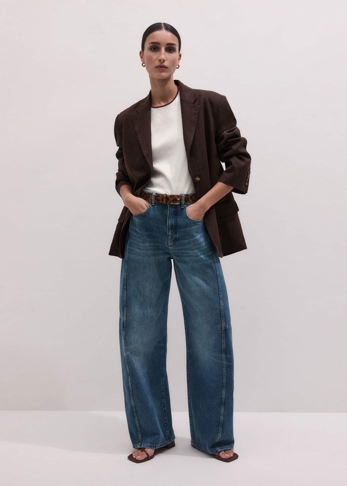 ME+EM Mid Blue Exaggerated Tapered Jean