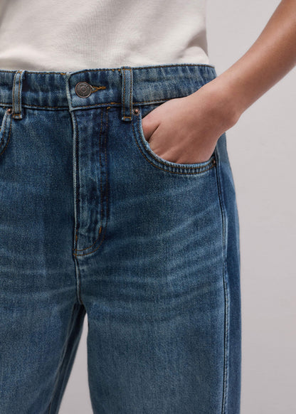ME+EM Mid Blue Exaggerated Tapered Jean