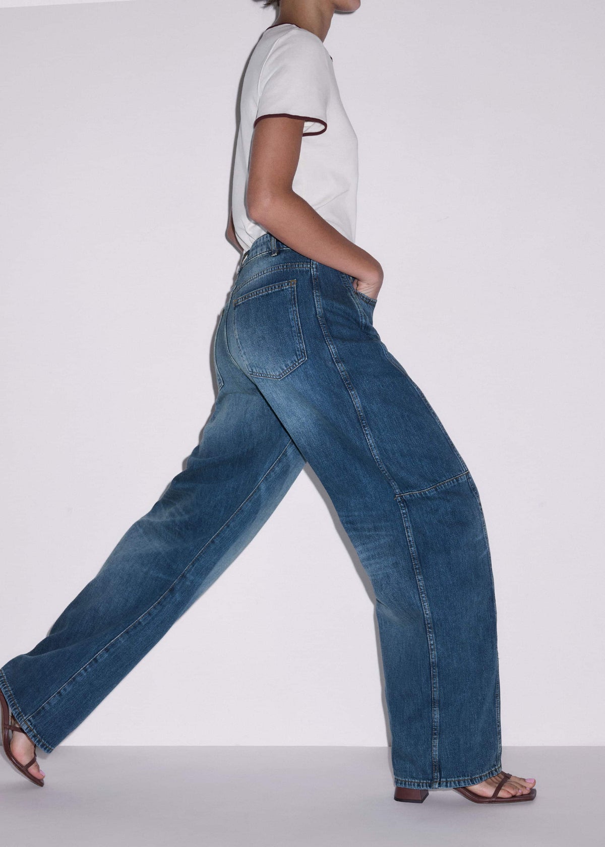 ME+EM Mid Blue Exaggerated Tapered Jean