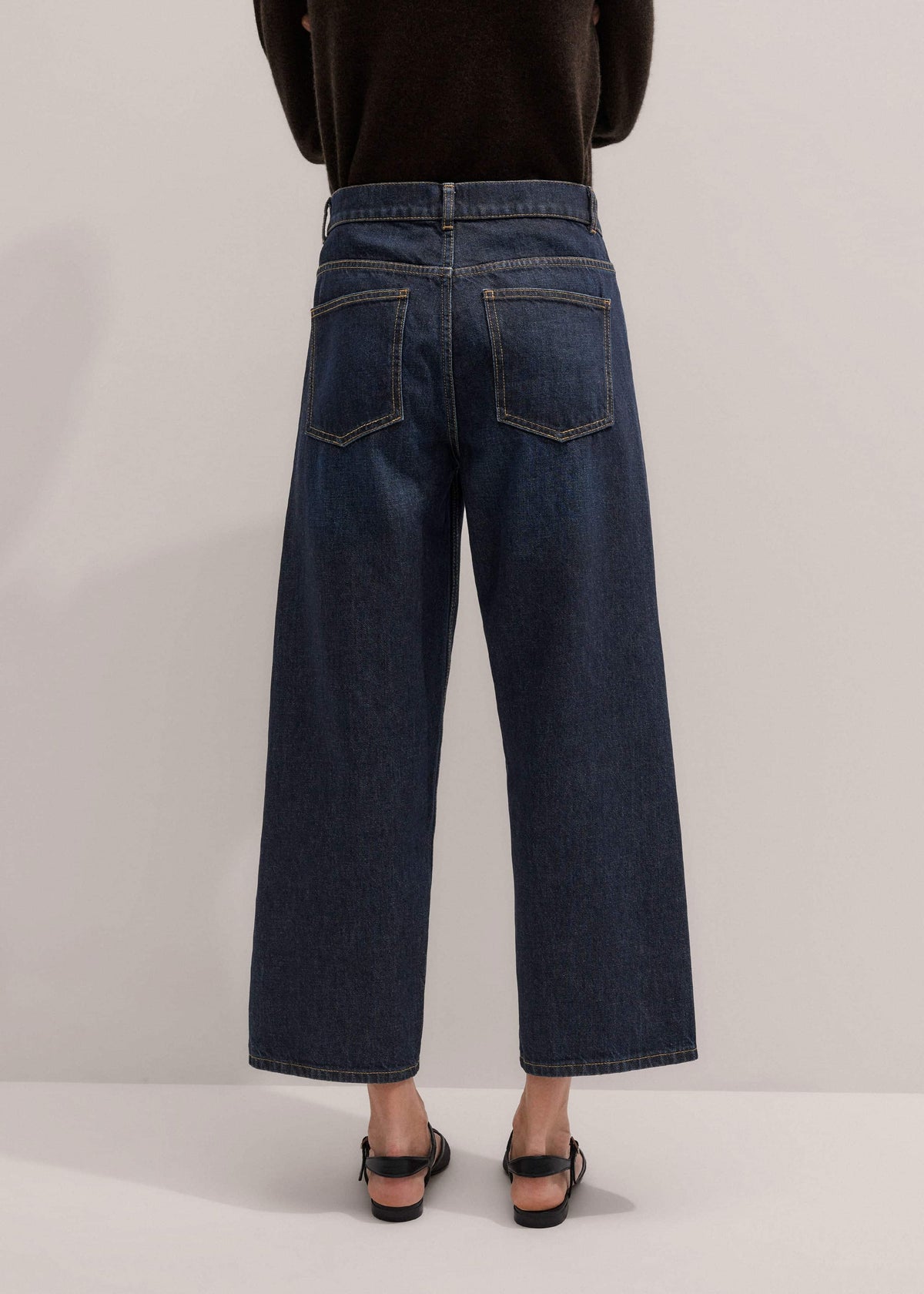 ME+EM Dark Blue Straight Crop Jean