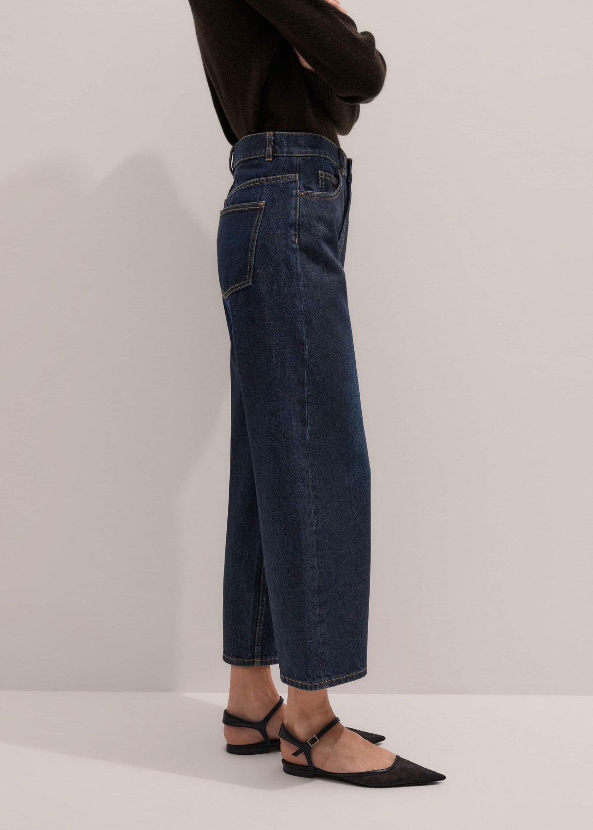 ME+EM Dark Blue Straight Crop Jean