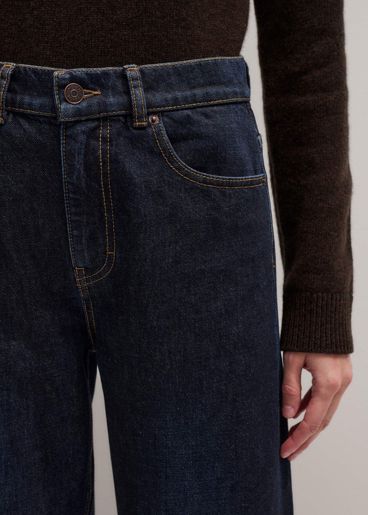 ME+EM Dark Blue Straight Crop Jean