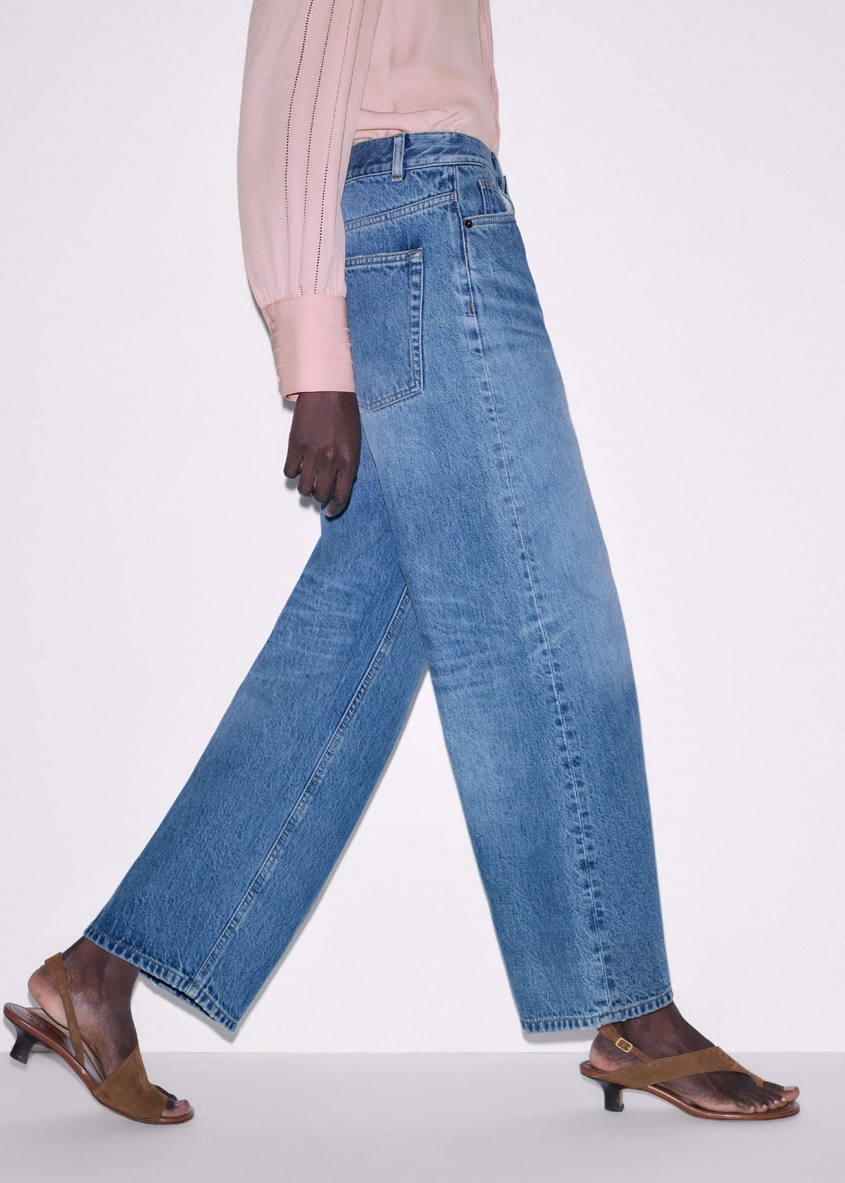 ME+EM Light Blue Relaxed Straight Crop Jean