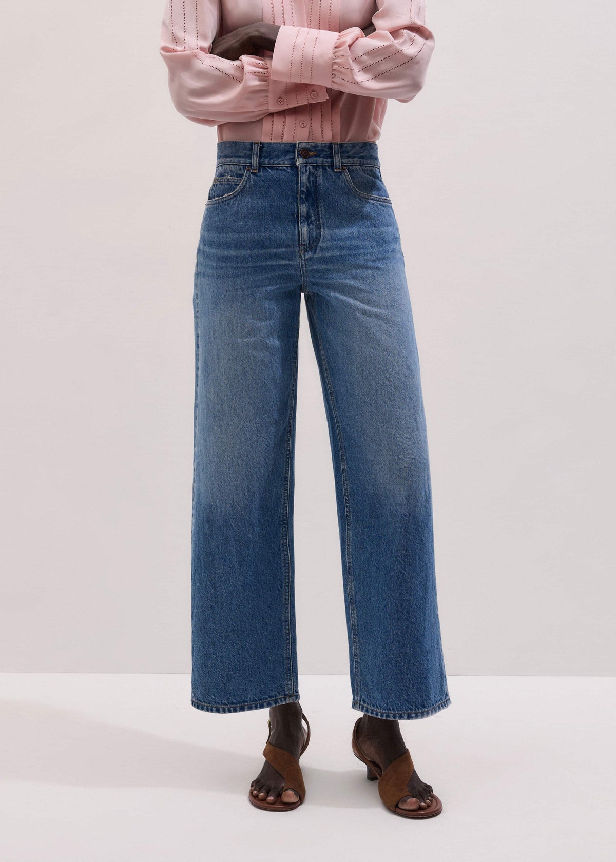 ME+EM Light Blue Relaxed Straight Crop Jean