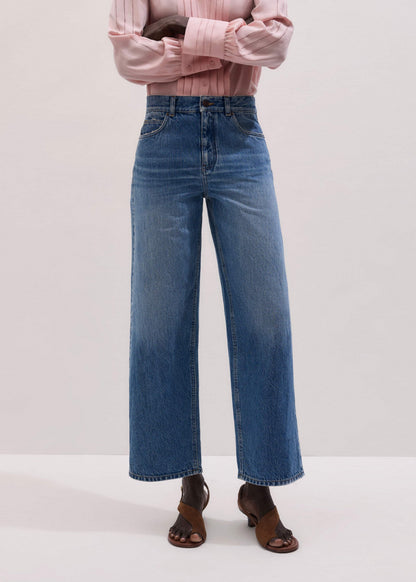 ME+EM Light Blue Relaxed Straight Crop Jean