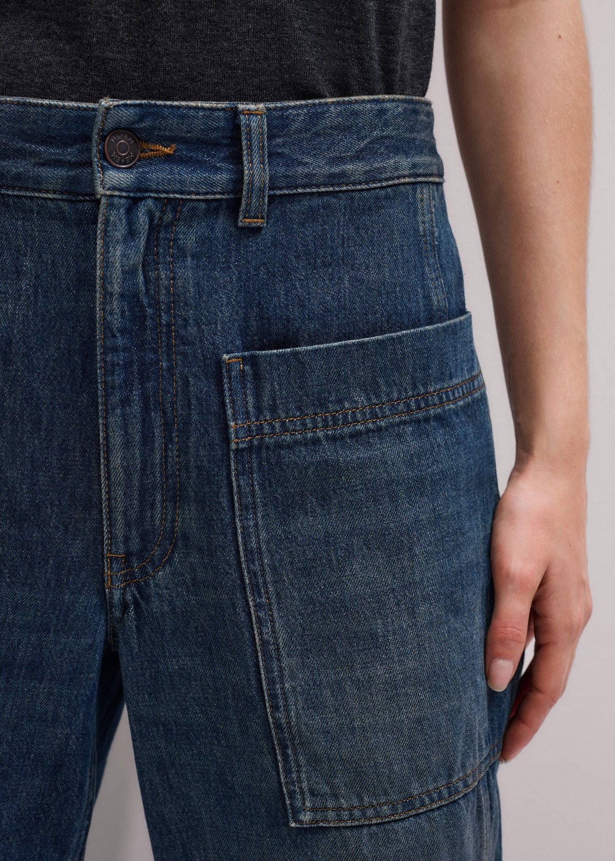 ME+EM Blue Patch Pocket Baggy Jean