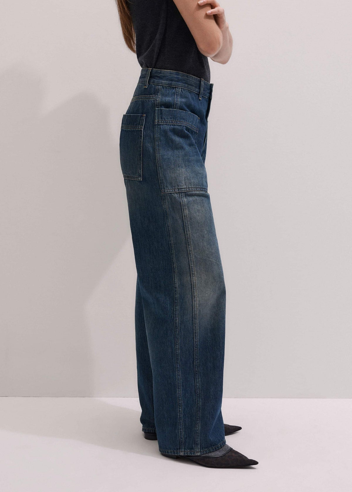 ME+EM Blue Patch Pocket Baggy Jean
