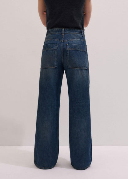 ME+EM Blue Patch Pocket Baggy Jean