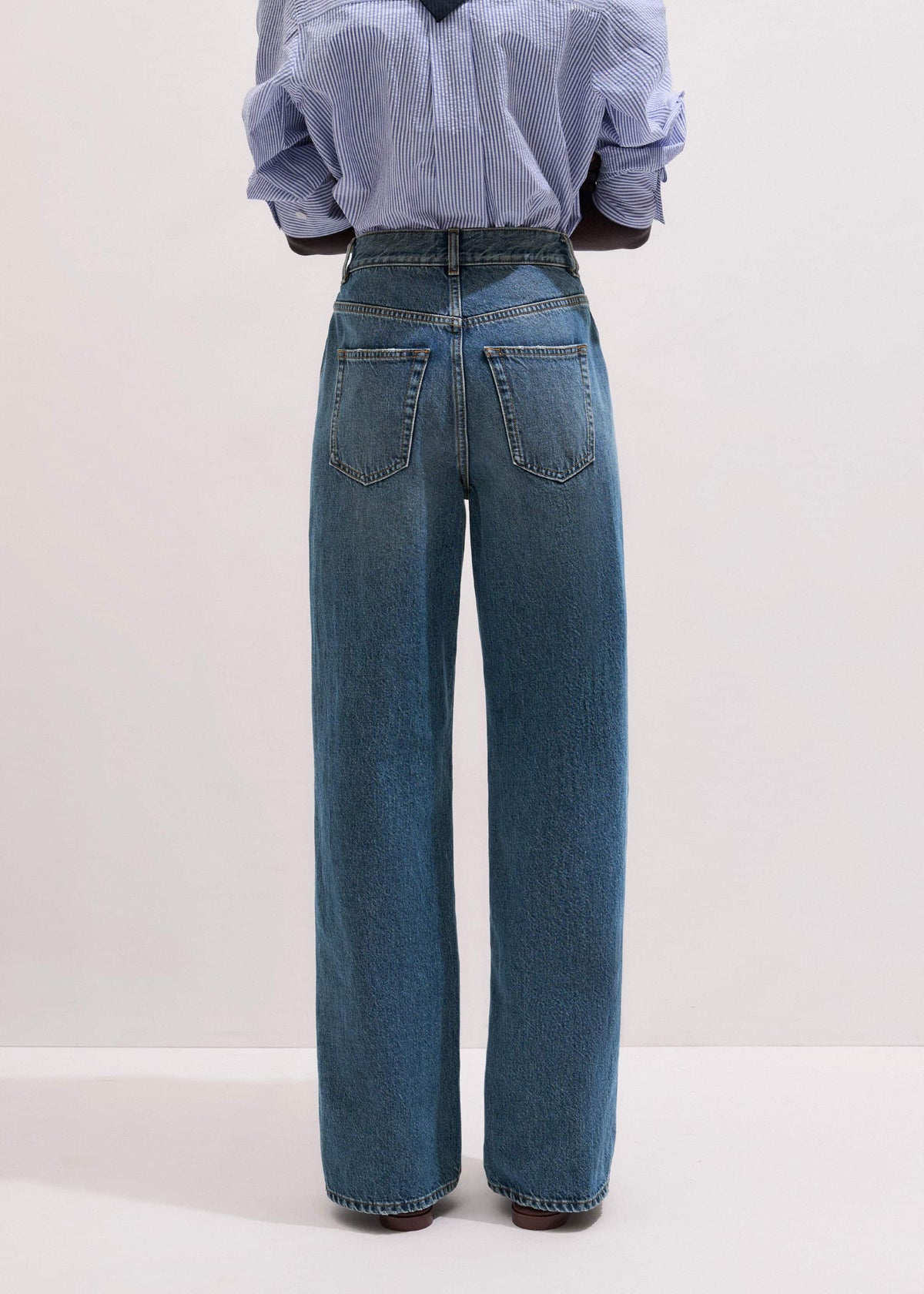 ME+EM Mid-Blue Ultra High Straight Leg Jean