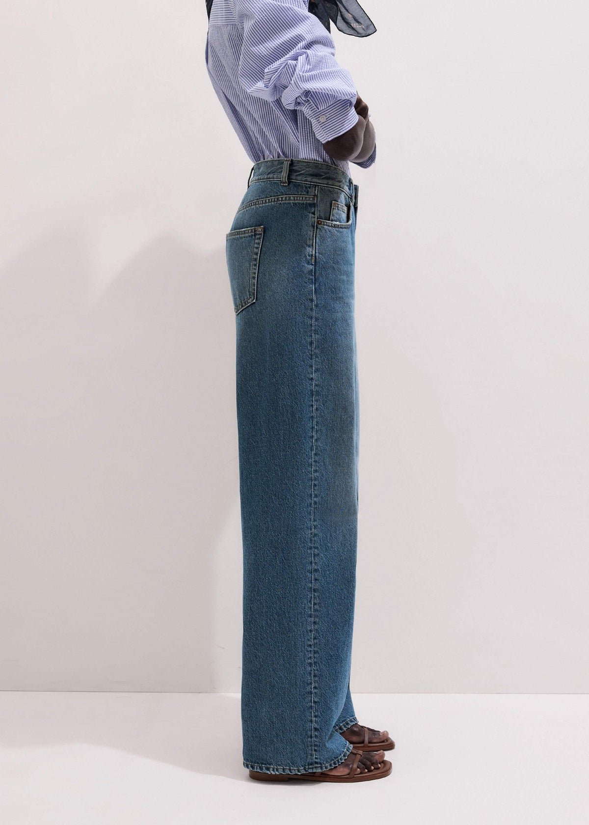 ME+EM Mid-Blue Ultra High Straight Leg Jean