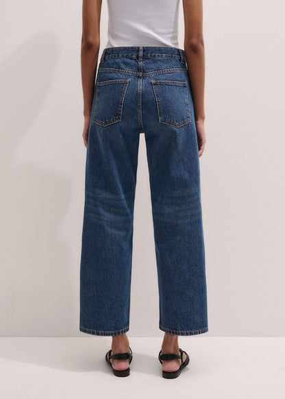 ME+EM Dark Blue Straight Crop Jean