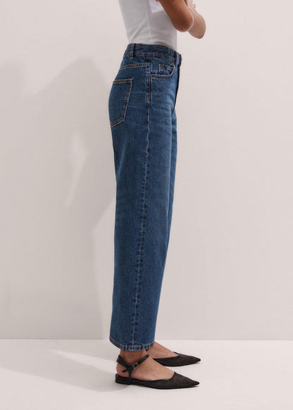 ME+EM Dark Blue Straight Crop Jean