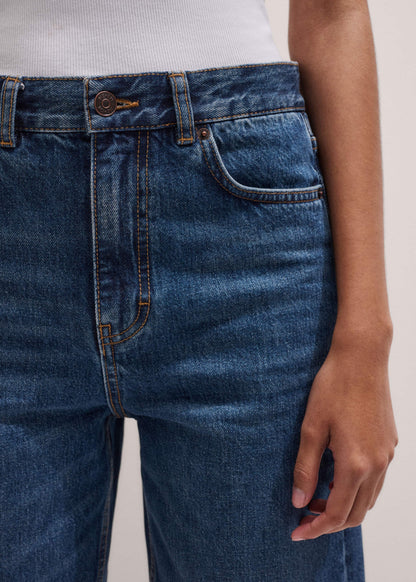 ME+EM Dark Blue Straight Crop Jean