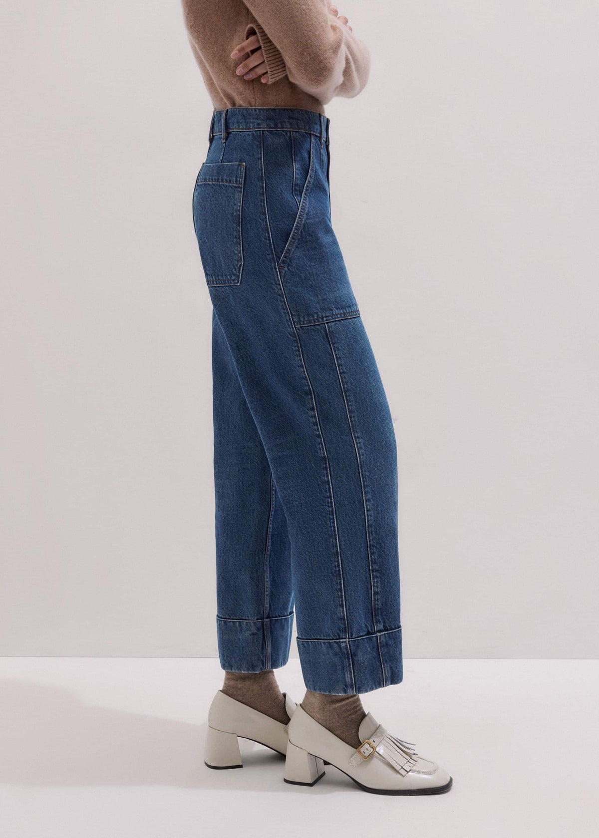 ME+EM Dark Wash Turn-Up Straight Jean