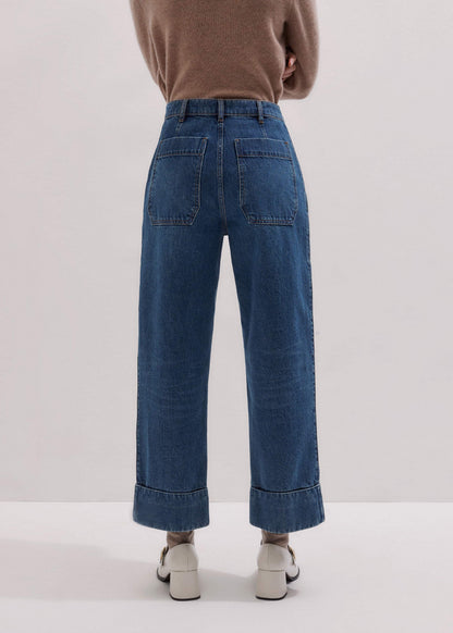 ME+EM Dark Wash Turn-Up Straight Jean