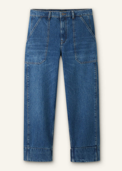 ME+EM Dark Wash Turn-Up Straight Jean