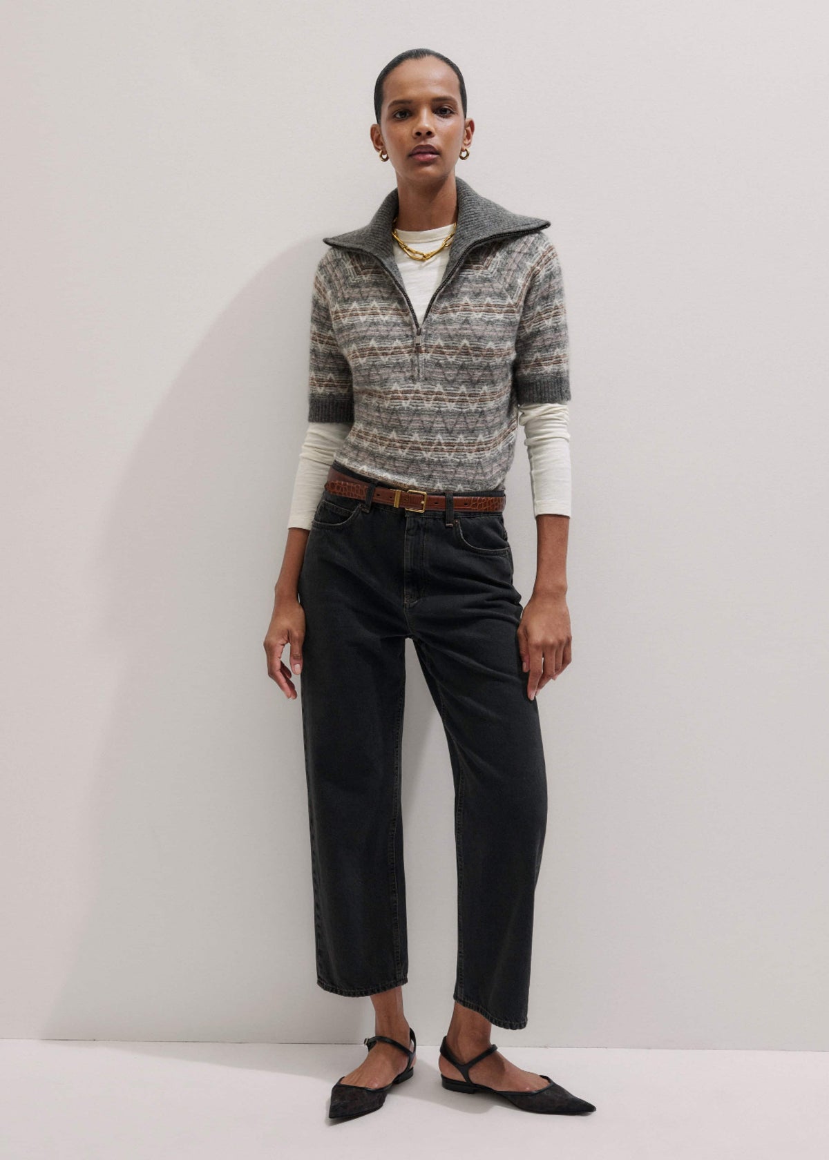 ME+EM Black Straight Cropped Relaxed Jean