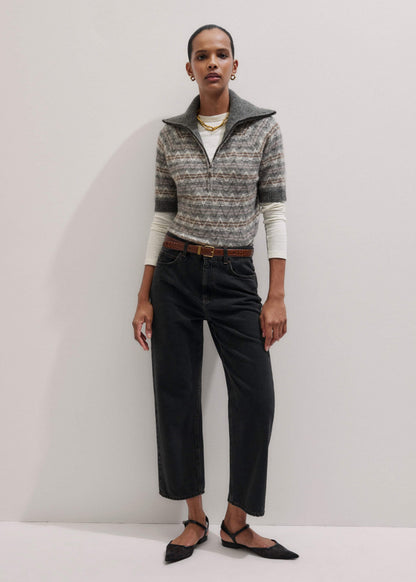 ME+EM Black Straight Cropped Relaxed Jean